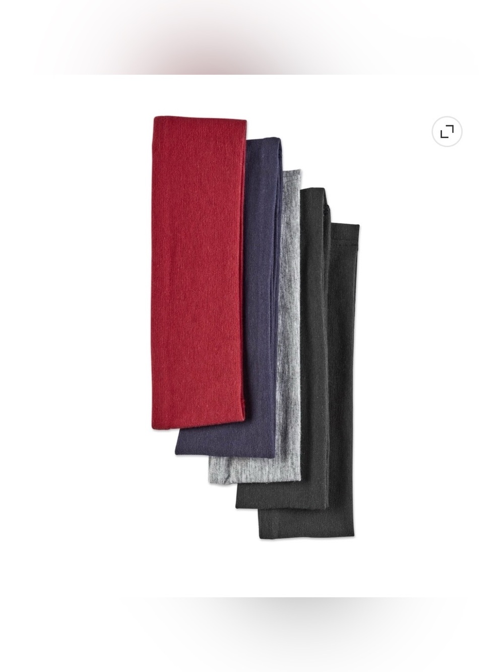 Scunci Set of 5 Knit Headbands in Red, Navy, Gray and 2 Black
